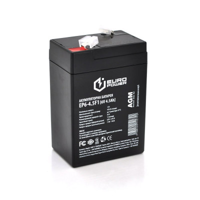 AGM аккумулятор Europower 6V 4,5Ah EP6-4.5F1